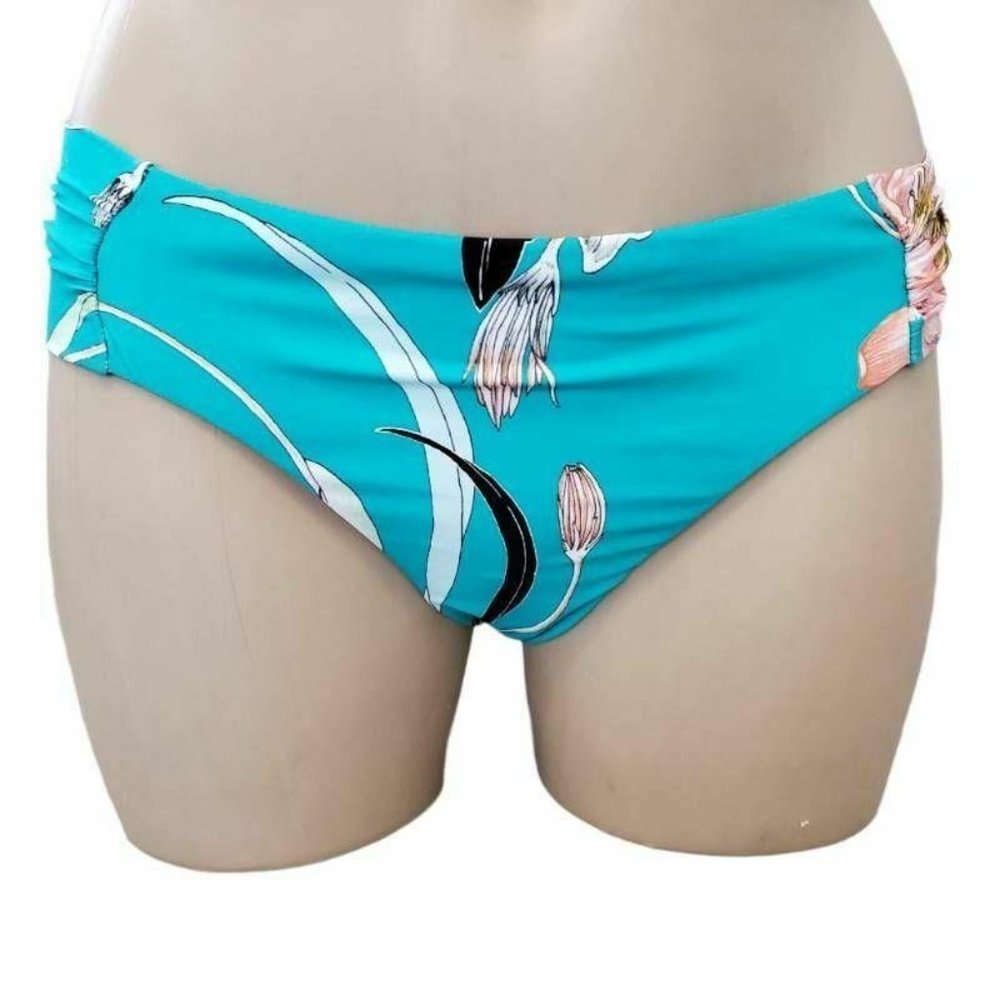Trina Turk Womens Bikini Swim Bottom Blue Allover Floral Full Lined 4 New